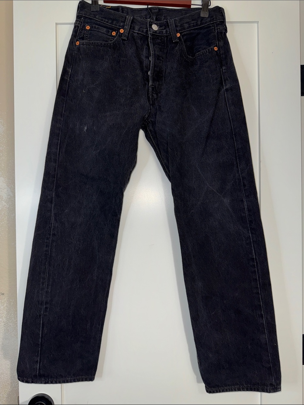 Levi's Black Straight 501 Jeans - Classic Five-Pocket Style Button Fly Sz 30x30
